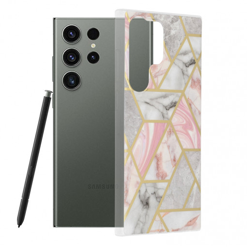 Husa telefon Samsung Galaxy S23 Ultra - Techsuit Marble Series - Pink Hex