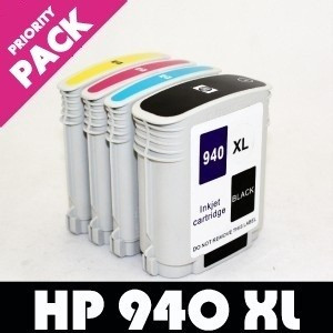 Pachet Cartus HP 940XL NEGRU + ROSU + GALBEN + ALBASTRU ( Cartuse HP940XL HP940 XL BLACK + MAGENTA + YELLOW + CYAN ) compatibile