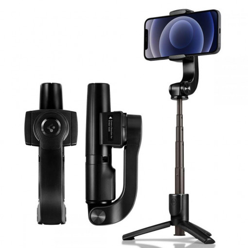 Selfie Stick Bluetooth - Spigen Tripod Mount and Gimbal Stabilizer (S610W) - Black
