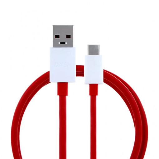 Cablu de Incarcare USB la Type-C, 4A - OnePlus (D301) - White / Red (Bulk Packing)