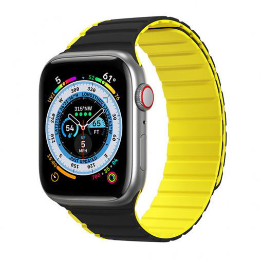 Curea pentru Apple Watch 1/2/3/4/5/6/7/8/SE/SE 2 (38/40/41mm) - Dux Ducis LD Series - Black / Yellow
