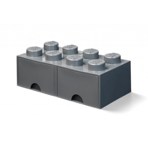 Cutie depozitare LEGO 2x4 cu sertare, gri inchis