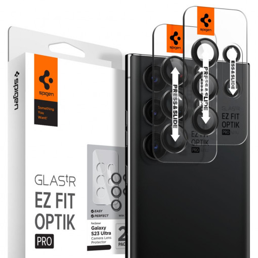 Folie Camera pentru Samsung Galaxy S23 Ultra (set 2) - Spigen Optik.TR EZ FIT - Black