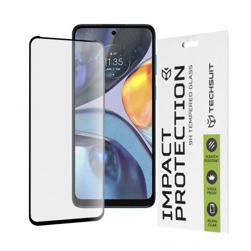 Folie protectie telefon Motorola Moto G22 - Techsuit 111D Full Cover / Full Glue Glass - Black