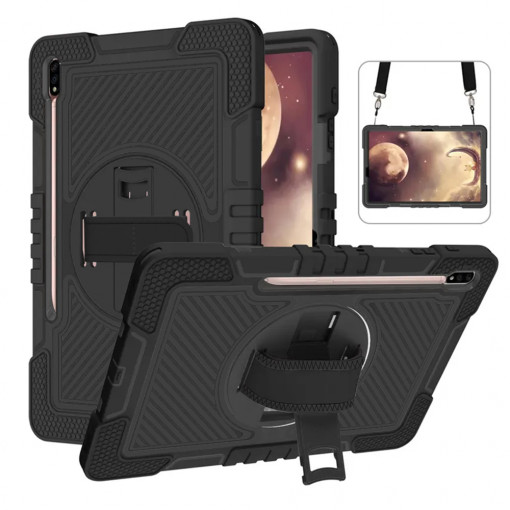 Husa pentru tableta Samsung Galaxy Tab S7 / Tab S8 - Techsuit StripeShell 360 - Black