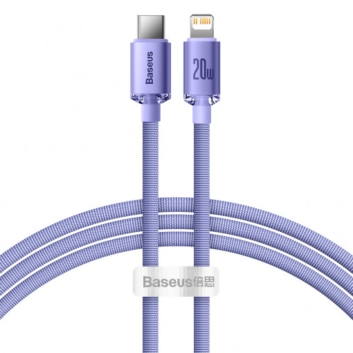 Cablu de Date Type-C la Lightning 20W, 1.2m - Baseus Crystal Shine (CAJY000205) - Purple