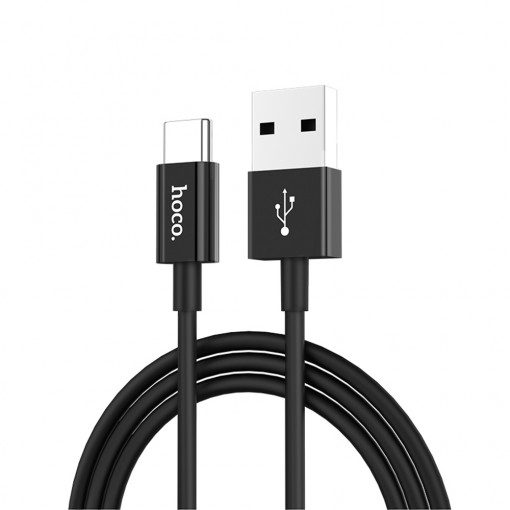 Cablu de Date USB-A la Type-C 15W, 3A, 1m - Hoco Skilled (X23) - Black