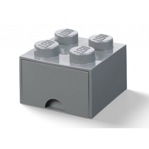 Cutie depozitare LEGO 2x2 cu sertar, gri inchis