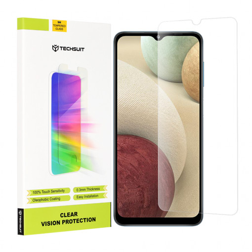 Folie protectie telefon Samsung Galaxy A12 / A12 Nacho / A02 / M02 / M12 / F12 / A32 5G - Techsuit Clear Vision Glass - Transparent