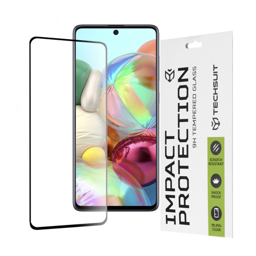 Folie protectie telefon Samsung Galaxy A71 4G / A71 5G / M51 / Note 10 Lite - Techsuit 111D Full Cover / Full Glue Glass - Black