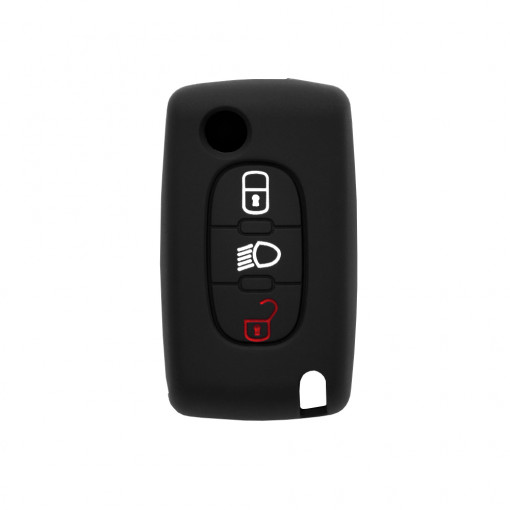 Husa pentru cheie Citroen C1, C2, C3, C4, C5/Peugeot - Techsuit Car Key Case (1021.01) - Black