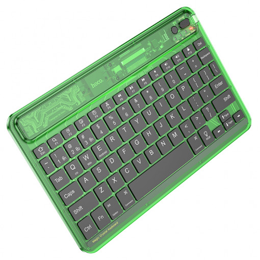 Tastatura Wireless Bluetooth, 500mAh - Hoco Transparent Discovery Edition (S55) - Candy Green