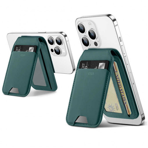 ESR - Desk Holder HaloLock - Vegan Leather Wallet Stand - Green Suede