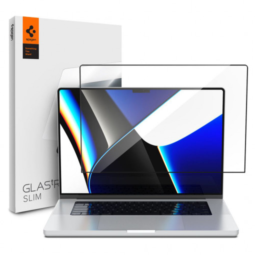 Folie pentru Macbook Pro 16" (2021 / 2022 / 2023) - Spigen Glas.tR Slim - Black