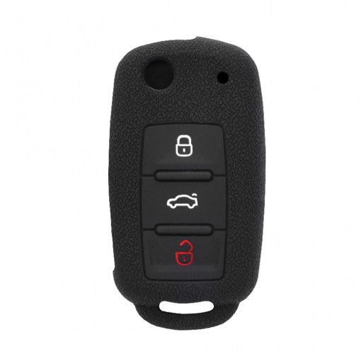Husa pentru cheie VW Touareg, Golf/Skoda Fabia/Seat Mii - Techsuit Car Key Case (1001.13) - Black