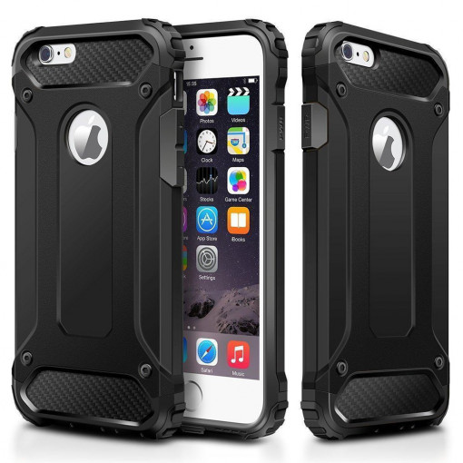 Husa telefon iPhone 6 Plus,6S Plus cu decupaj sticla - Techsuit Hybrid Armor - Black
