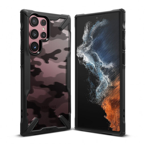 Husa telefon Samsung Galaxy S22 Ultra - Ringke Fusion X Design - Camo Black