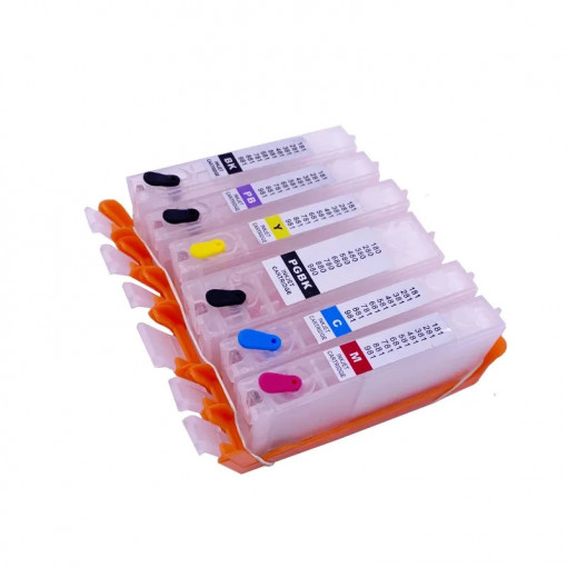 Cartuse reincarcabile pt Canon PGI580 CLI581 refilabile PGI-580 CLI-581 set 6 buc