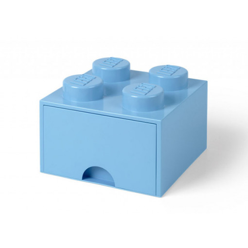Cutie depozitare LEGO 2x2 cu sertar, albastru deschis