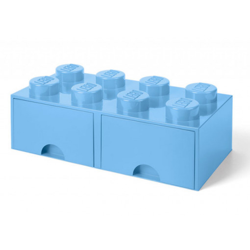 Cutie depozitare LEGO 2x4 cu sertare, albastru deschis