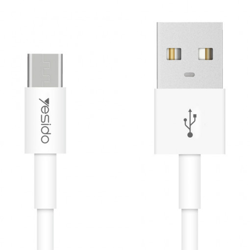 Cablu de Date USB la Micro-USB, 2.4A, 1.2m - Yesido (CA-22) - White