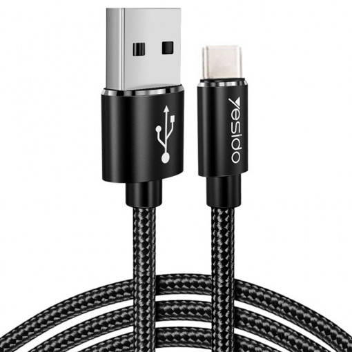 Cablu de Date USB Type-C, 2.4A, 1.2m - Yesido (CA57) - Black