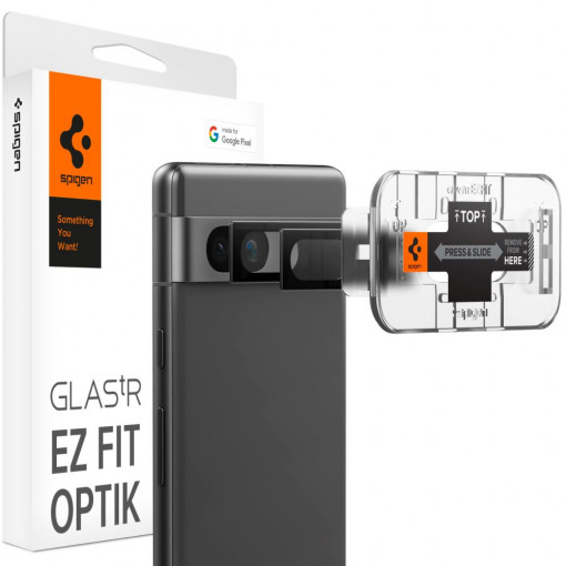 Folie Camera telefon Google Pixel 7a (set 2) - Spigen Glas.tR Optik EZ FIT - Black