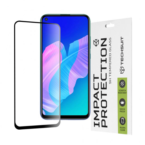 Folie protectie telefon Huawei P40 lite E / Y7p - Techsuit 111D Full Cover / Full Glue Glass - Black