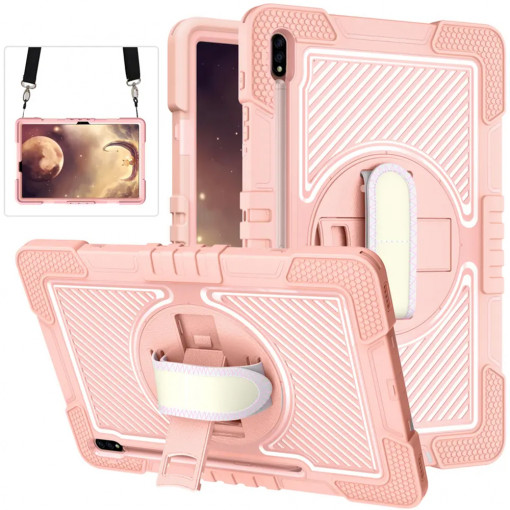 Husa pentru tableta Samsung Galaxy Tab S7 Plus / S8 Plus - Techsuit StripeShell 360 - Pink