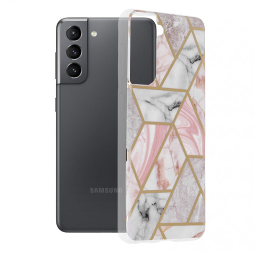 Husa telefon Samsung Galaxy S21 5G - Techsuit Marble Series - Pink Hex