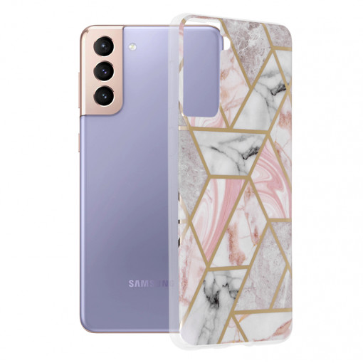 Husa telefon Samsung Galaxy S21 Plus 5G - Techsuit Marble Series - Pink Hex