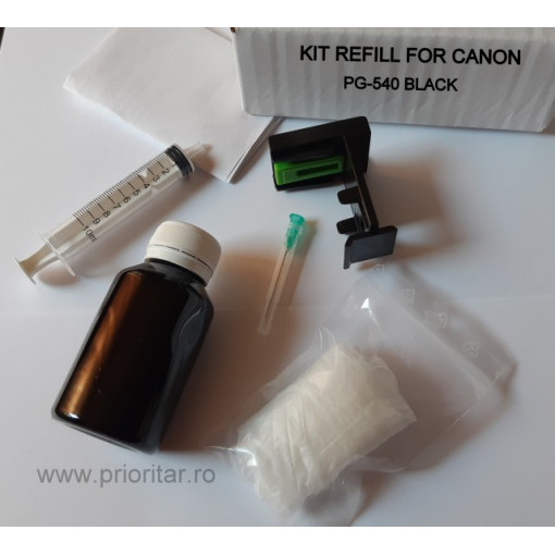 Kit refill reincarcare cartuse Canon PG-540 PG-540XL negru PG540 pt Canon PIXMA MG2250 MG4250 MX375 MX395 MX435