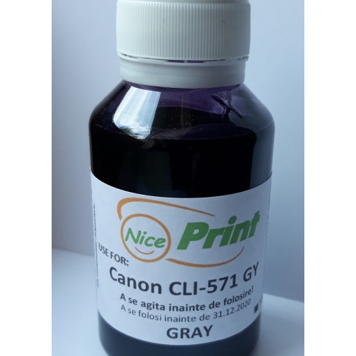 Cerneala gri pt cartuse CANON CLI-571 GRI CLI571-GY gray refilabile si sisteme ciss 100 ml