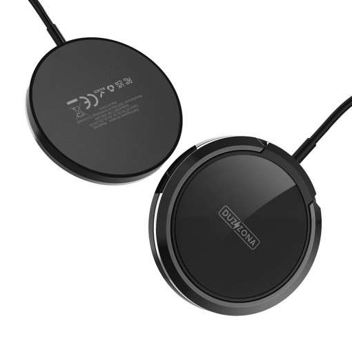 Duzzona - Wireless Charger (W1) - with Magnetic Attach on iPhone and Desk Stand, 15W - Black