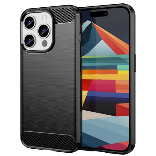 Husa telefon iPhone 15 Pro Max - Techsuit Carbon Silicone - Black