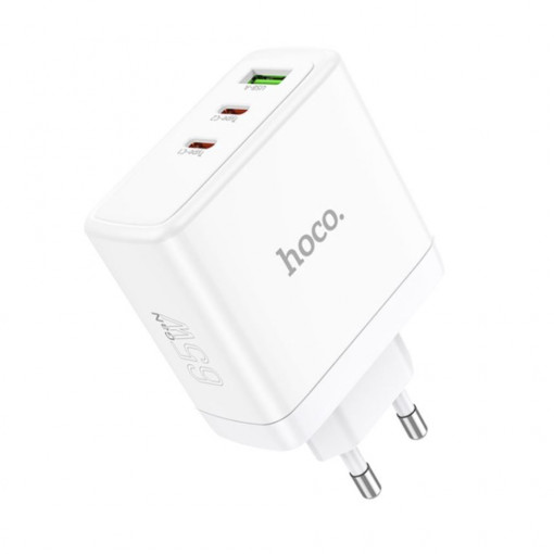 Incarcator pentru Priza GaN, Fast Charging, USB, 2x Type-C, 65W - Hoco Glory (N30) - White