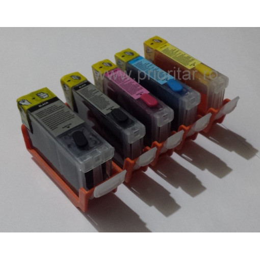 PACHET Cartuse autoresetabile PLINE CU CERNEALA compatibil cu CANON PGI-5-BK CLI-8-B CLI-8-C CLI-8-M CLI-8-Y reincarcabile refilabile ( Cartus PGI5BK CLI8B CLI8C CLI8M CLI8Y cip auto resetabil )