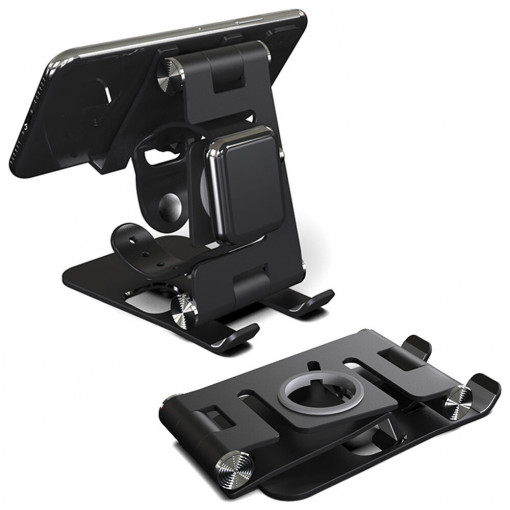 Suport Birou Telefon - Techsuit Adjustable Tablet / Watch Aluminium Stand (RX-2010) - Black