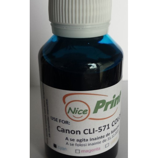 Cerneala ALBASTRA pentru cartuse CANON CLI-571 CYAN refilabile CLI571 - 100 ml