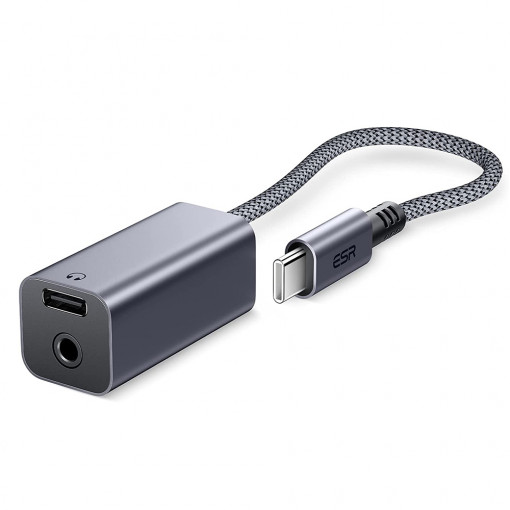 ESR - Headphone Jack Adapter - USB-C to Jack, Type-C - Black