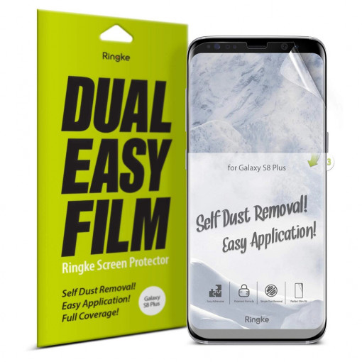 Folie protectie telefon Samsung Galaxy S8 Plus (set 2) - Ringke Dual Easy Full - Clear