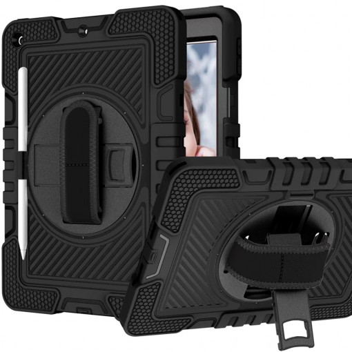 Husa pentru tableta iPad 10.2" (2019 / 2020 / 2021) - Techsuit StripeShell 360 - Black