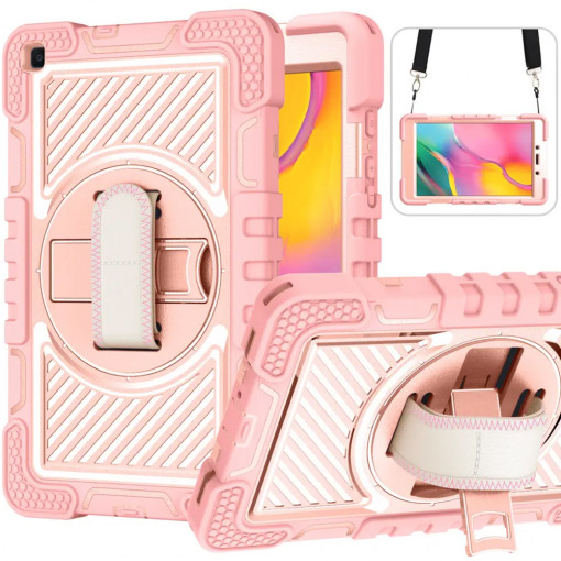 Husa pentru tableta Samsung Galaxy Tab A 8.0 2019 T290/T295 - Techsuit StripeShell 360 - Pink