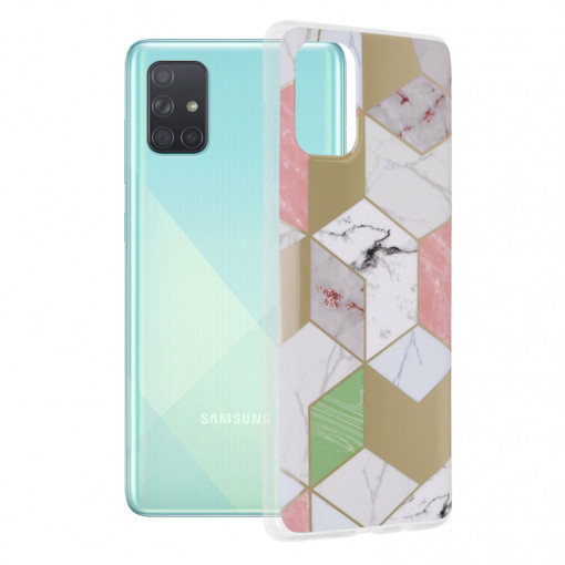Husa telefon Samsung Galaxy A71 4G - Techsuit Marble Series - Purple Hex