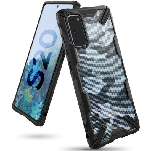 Husa telefon Samsung Galaxy S20 4G / S20 5G - Ringke Fusion X Design - Camo Black