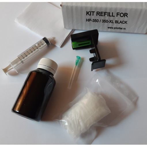 Kit refill reincarcare si desfundare cartuse HP350 HP 350XL CB335EE CB336E negre