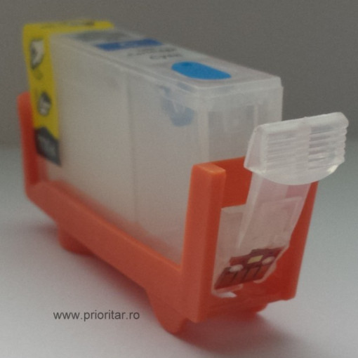 Cartus reincarcabil albastru pt CANON CLI-526 CYAN cip autoresetabil CLI526 refilabil cu chip auto-resetabil