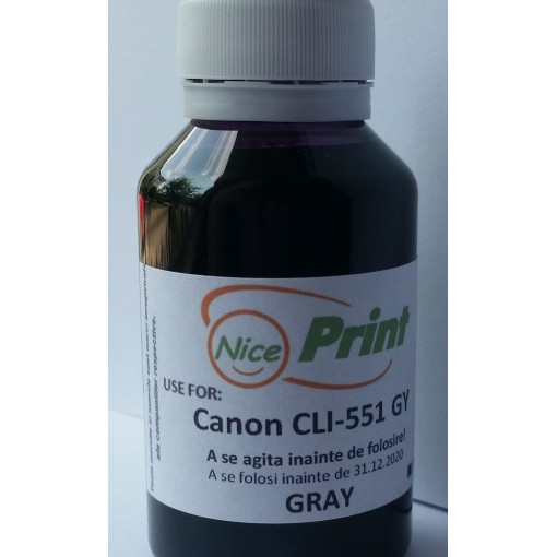 Cerneala gri pt cartuse CANON CLI-551 GRI CLI551-GY gray refilabile si sisteme ciss 100 ml