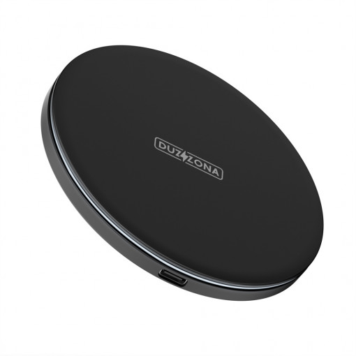 Duzzona - Wireless Charger (W8) - for Phones and AirPods, with Cable Type-C, 1m, 15W - Black