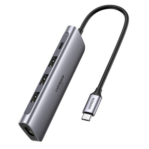 Hub Type-C la 3xUSB 3.0, HDMI, Type-C PD100W, 4k*2k@60Hz - Ugreen (70495) - Space Gray